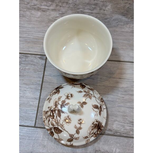 Brown Toile Collection Fine Porcelain Teapot Sugar Bowl and Creamer 3pc - Picture 8 of 14